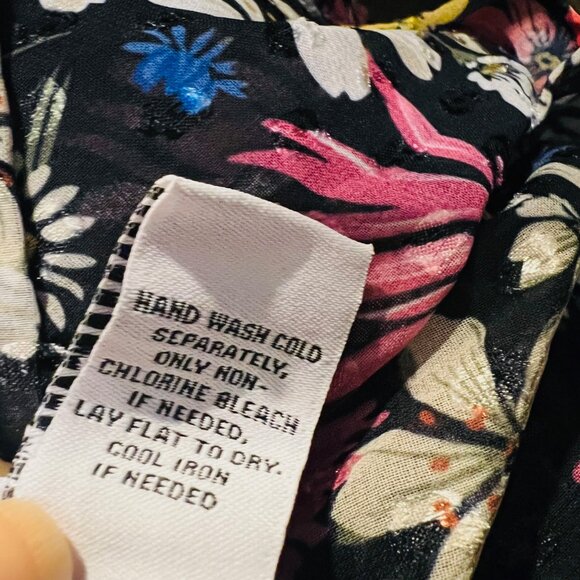 KoKo & Mason-Long Ruffled Floral Dress-Size X Small-Black/Pink Mix-Boho-Ruffles - Picture 16 of 16